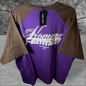 •NWT• Homme + Femme LA • Men’s XXL Westwood Ragland Tee Brown/Purple